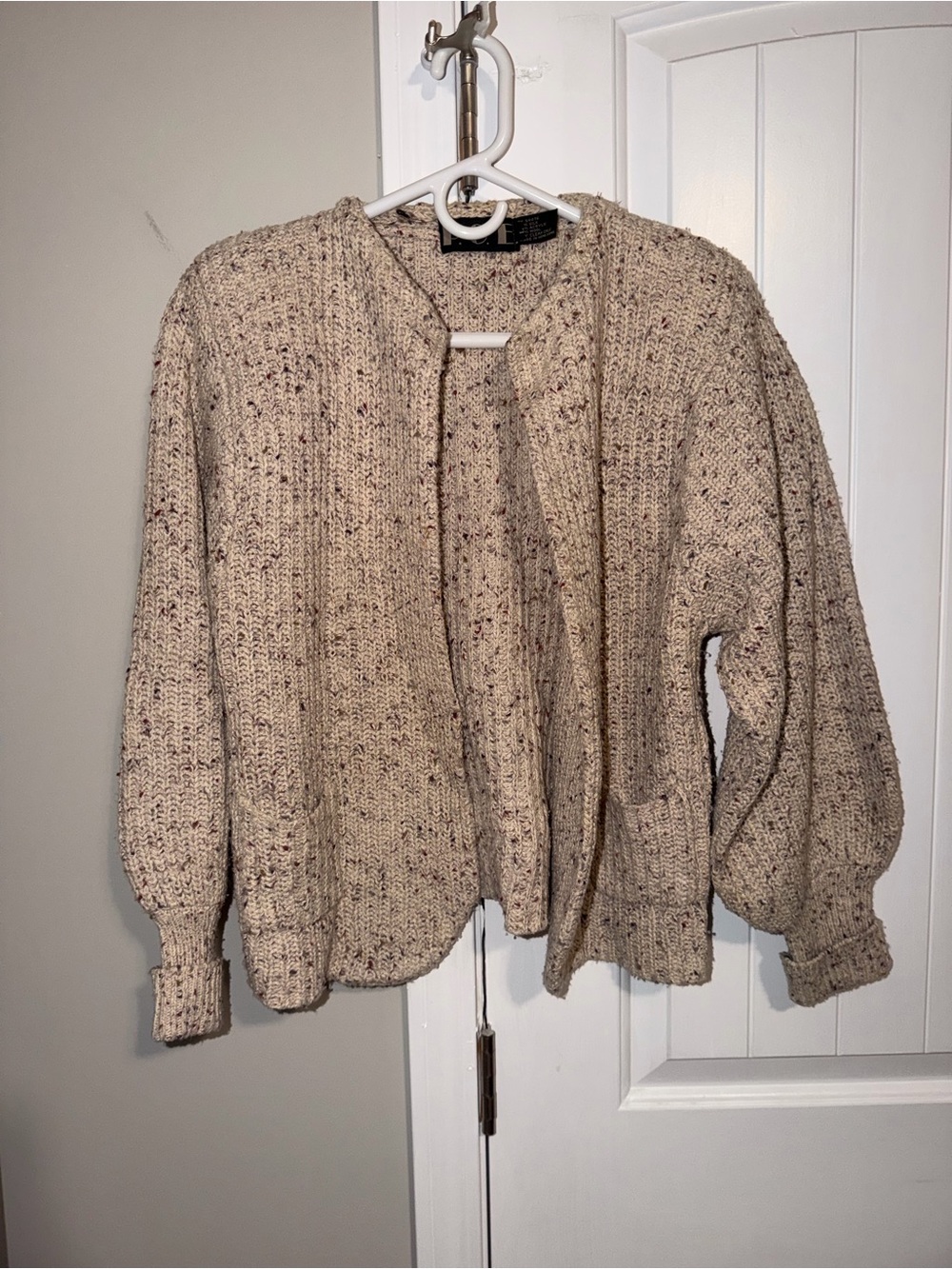 P.G.E. Chunky Knit Speckled Oatmeal Beige Cardigan Sweater Cozy Fall Winter